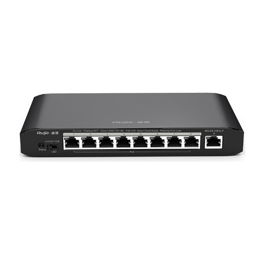 RUIJIE RG-ES109G-LP-L 8 PORT + 1 PORT UPLINK 10/100/1000 8 PORT POE 54W YONETILEMEZ DESKTOP SWITCH