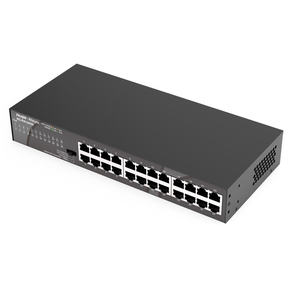 RUIJIE REYEE RG-ES124GD 24 PORT 10/100/1000 YONETILEMEZ RACKMOUNT SWITCH METAL KASA