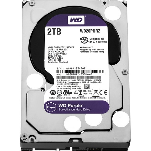 2 TB WD 3.5 PURPLE  5400RPM 64MB 7/24 GUVENLIK WD22PURZ (3 YIL RESMI DIST GARANTILI)