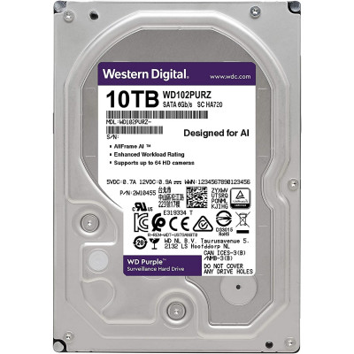 10 TB WD 3.5 PURPLE 7200RPM 256MB 7/24 GUVENLIK WD101PURP (3 YIL RESMI DIST GARANTILI)